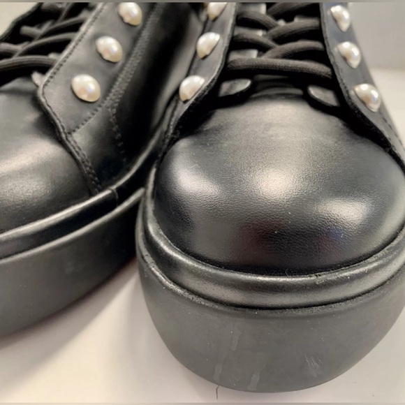TWINSET Black Sneaker 8-8.5 US 39 NEW Platform Shoes Pearls CA8PBU Twin Set $300 - Picture 4 of 11